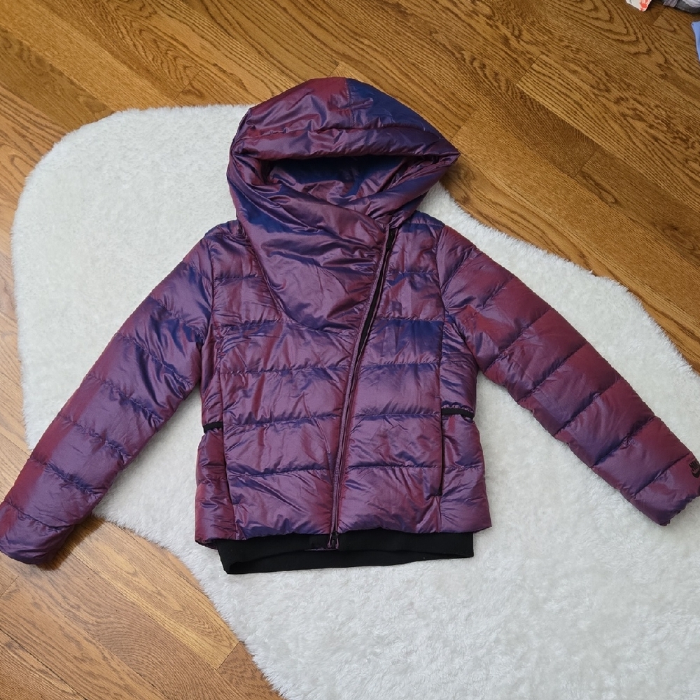 Nike Holographic Purple Puffer Winter Coat, Womens Small